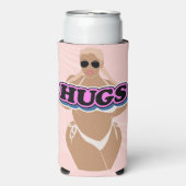 ハグ、漫画の美しさ、ビキニーの女性 スリム缶クーラー (Seltzer正面)