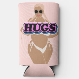 ハグ、漫画の美しさ、ビキニーの女性 スリム缶クーラー