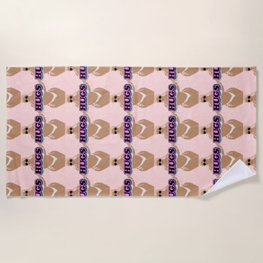 ハグ、漫画の美しさ、ビキニーの女性 ビーチタオル (正面)