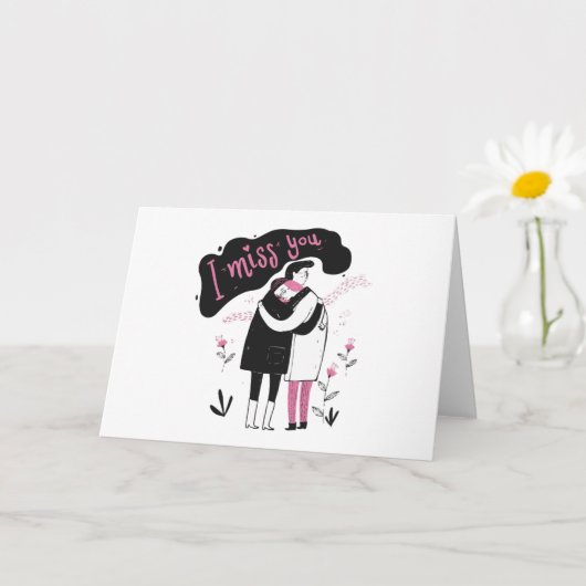 ハグ 私を恋しく思うカード、かわいいラブカード、恋しく思う カード (小さな植物)