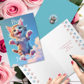 ハグ incoming キュートな空飛ぶタビー猫の誕生日 カード