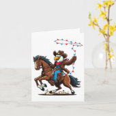 ハゲおもしろいワシのカウボーイ乗馬スイング カード (黄色い花)