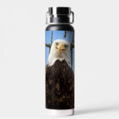 ハゲおもしろいワシ顔野生生物写真 ウォーターボトル (背面)