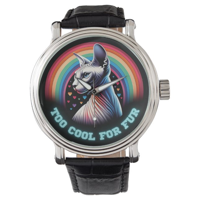 ハゲのない子猫も見るクール猫 腕時計 (正面)