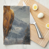 ハゲのイーグルの水彩山脈 キッチンタオル (四つ折り)