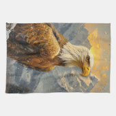 ハゲのイーグルの水彩山脈 キッチンタオル (横)