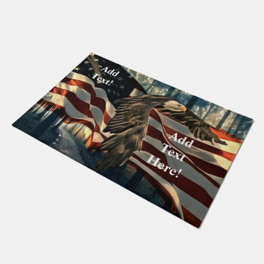 ハゲのイーグルアメリカ国旗の国の道路書式 ドアマット (アングル)