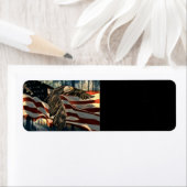 ハゲのイーグルアメリカ国旗の田舎道 ラベル (インサイチュ)