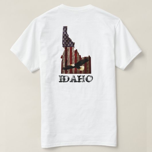 ハゲのイーグル焼き木材 – IDAHO PATRIOT CLR Tシャツ (デザイン裏面)