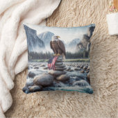 ハゲのワシとアメリカ国旗 クッション (ブランケット)