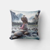 ハゲのワシとアメリカ国旗 クッション (正面)