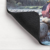 ハゲのワシとアメリカ国旗 マウスパッド (コーナー)