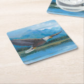 ハゲのワシのソアリング スクエアペーパーコースター (アングル)