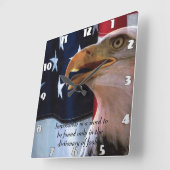 ハゲのワシを持つアメリカ国旗 スクエア壁時計 (傾斜)