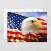 ハゲのワシを持つ米国国旗 ポストカード (正面/裏面)