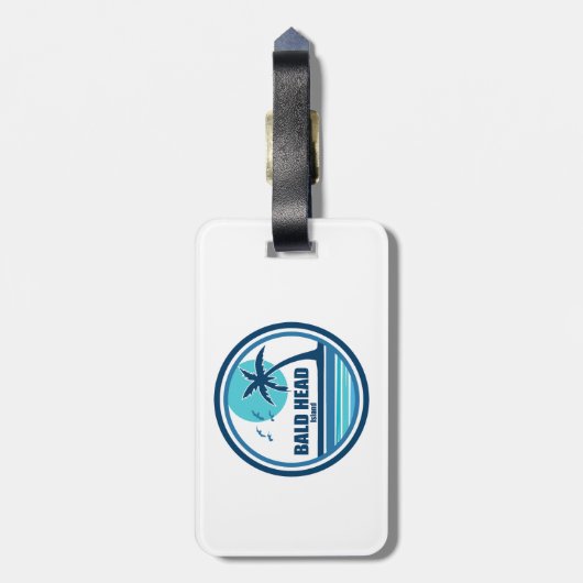 ハゲの島ノースカロライナのヤシの木の鳥 ラゲッジタグ (裏面縦)