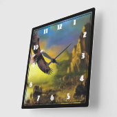 ハゲの高い愛国的なデザイン飛んでいる。 スクエア壁時計 (傾斜)