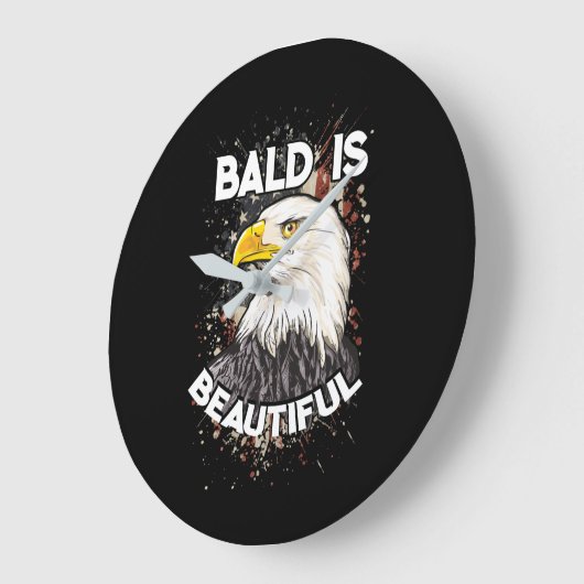 ハゲは美しい愛国的なアメリカのワシの贈り物 ラージ壁時計 (傾斜)