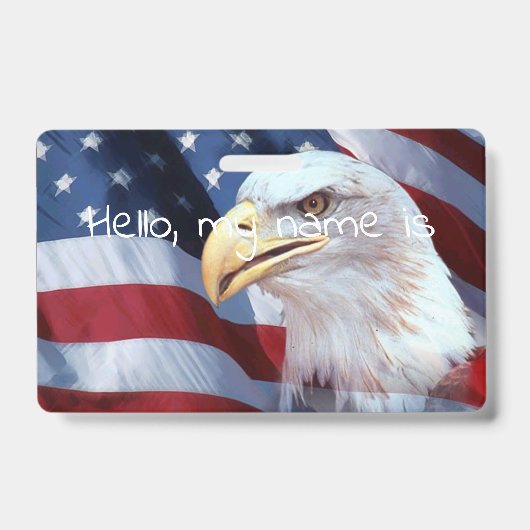 ハゲタカの頭 アメリカ国旗 7月4日 バッジ (正面)