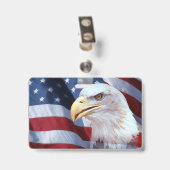 ハゲタカの頭 アメリカ国旗 7月4日 バッジ (裏面 （クリップ付）)