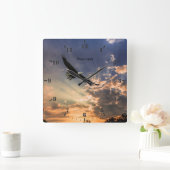 ハゲハゲワシの写真をカスタマイズ スクエア壁時計 (ホーム)