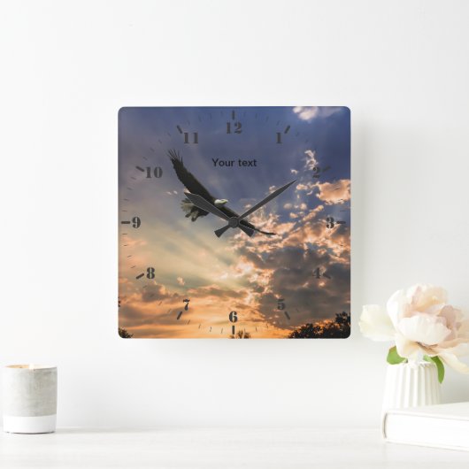 ハゲハゲワシの写真をカスタマイズ スクエア壁時計 (ホーム)