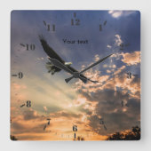 ハゲハゲワシの写真をカスタマイズ スクエア壁時計 (正面)