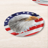 ハゲユニークワシ愛国的贈り物 ラウンドペーパーコースター (アングル)