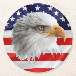 ハゲユニークワシ愛国的贈り物 ラウンドペーパーコースター