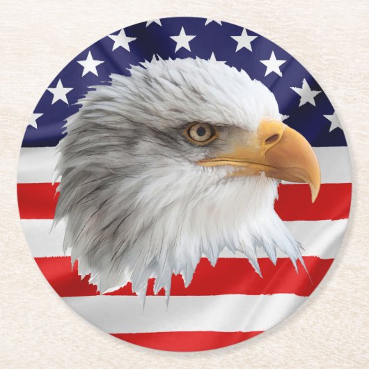 ハゲユニークワシ愛国的贈り物 ラウンドペーパーコースター (正面)