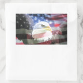 ハゲワシと米国国旗 長方形シール (バッグ)