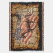 ハゲワシと米国旗を持つカータリング西馬 スローブランケット (正面縦)