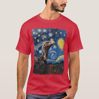 ハゲワシの鳥の星空絵を描の夜の友人 Tシャツ
