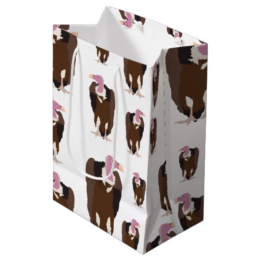 ハゲワシの鳥パターン ミディアムペーパーバッグ (正面アングル)