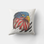 ハゲワシの鳥USA国旗の泣き叫び愛国心 クッション (裏面)
