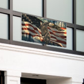 ハゲワシアメリカンフラグカントリーロード 横断幕 (ビルの外側)