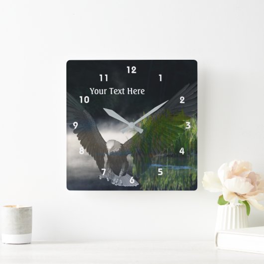 ハゲワシミスティ池ファンタジーアート スクエア壁時計 (ホーム)
