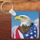 ハゲワシ付きアメリカ国旗 キーホルダー (正面)