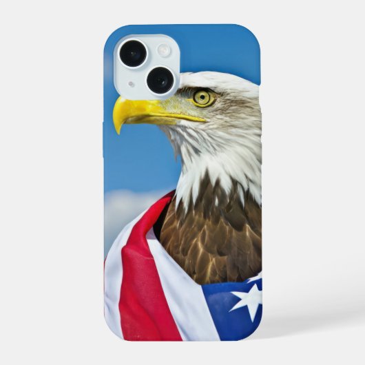 ハゲワシ付きアメリカ国旗 iPhone 15ケース (裏面)