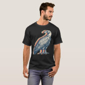 ハゲワシ 鳥 レトロ線画 Tシャツ (正面フル)