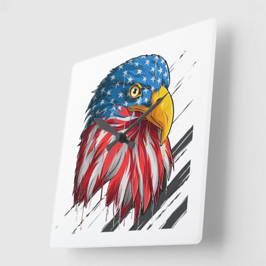 ハゲワシUSA国旗の泣き叫び記号 スクエア壁時計 (傾斜)