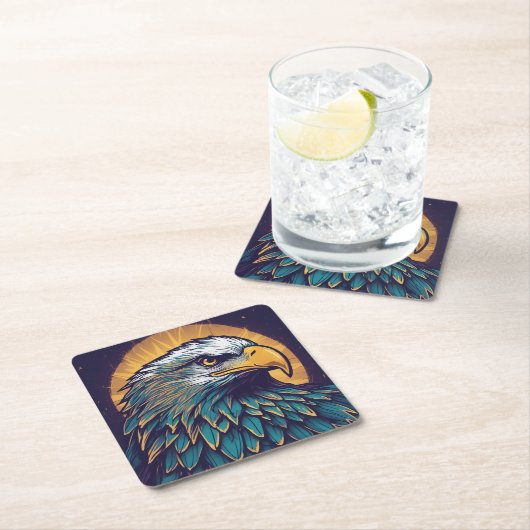 ハゲ威厳のあるワシ スクエアペーパーコースター (インサイチュ)