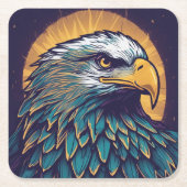 ハゲ威厳のあるワシ スクエアペーパーコースター (正面)