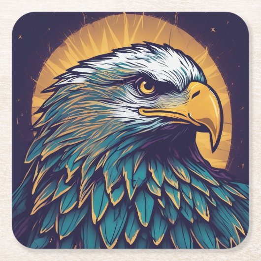 ハゲ威厳のあるワシ スクエアペーパーコースター (正面)