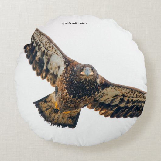 ハゲ素晴らしワシが羽ばたきする ラウンドクッション (正面)