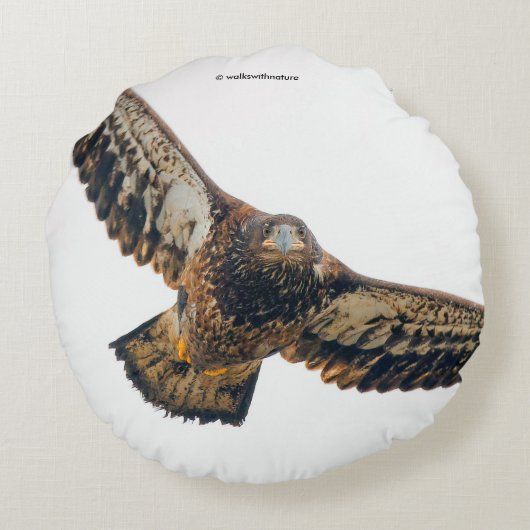 ハゲ素晴らしワシが羽ばたきする ラウンドクッション (裏面)