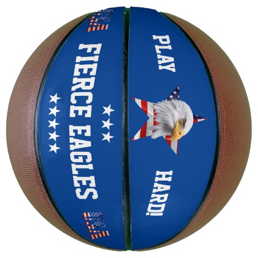 ハゲ素晴らしワシ、アメリカ国旗、スター バスケットボール (縦)