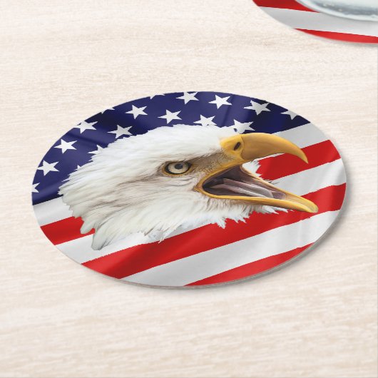 ハゲ魅力的ワシ愛国的贈り物 ラウンドペーパーコースター (アングル)