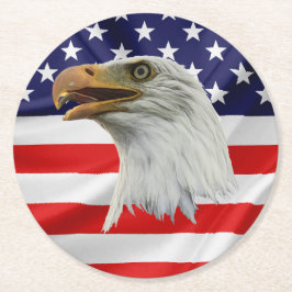 ハゲ魅力的ワシ愛国的贈り物 ラウンドペーパーコースター