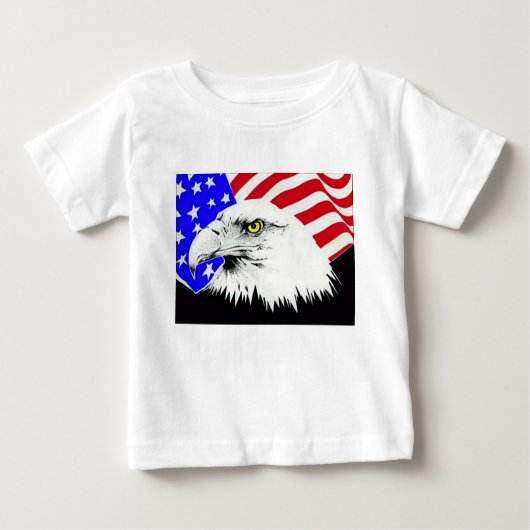 ハゲ鷲とアメリカ国旗 ベビーTシャツ (正面)